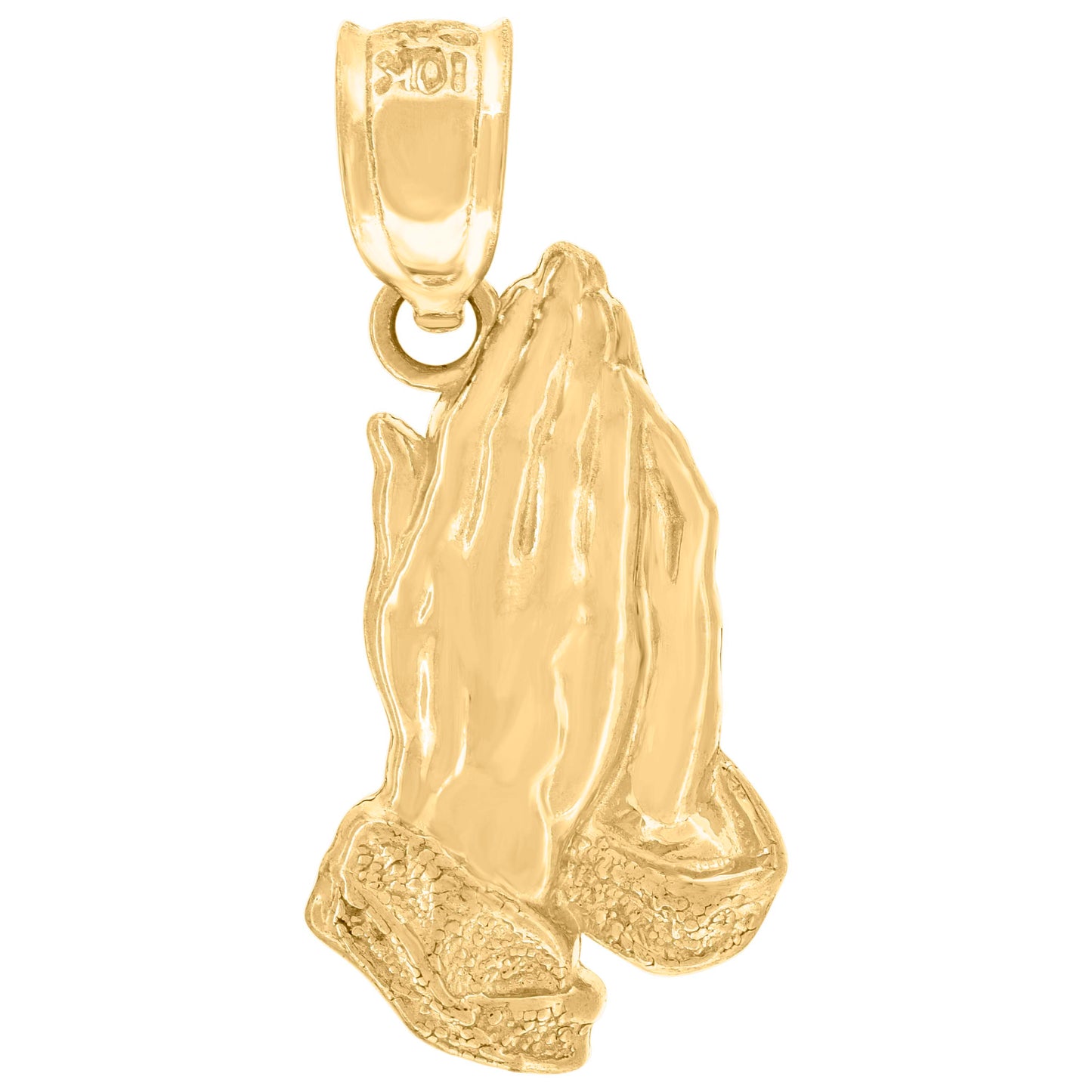 10kt Yellow Gold Mens Praying Hands Symbol Religious Charm Pendant