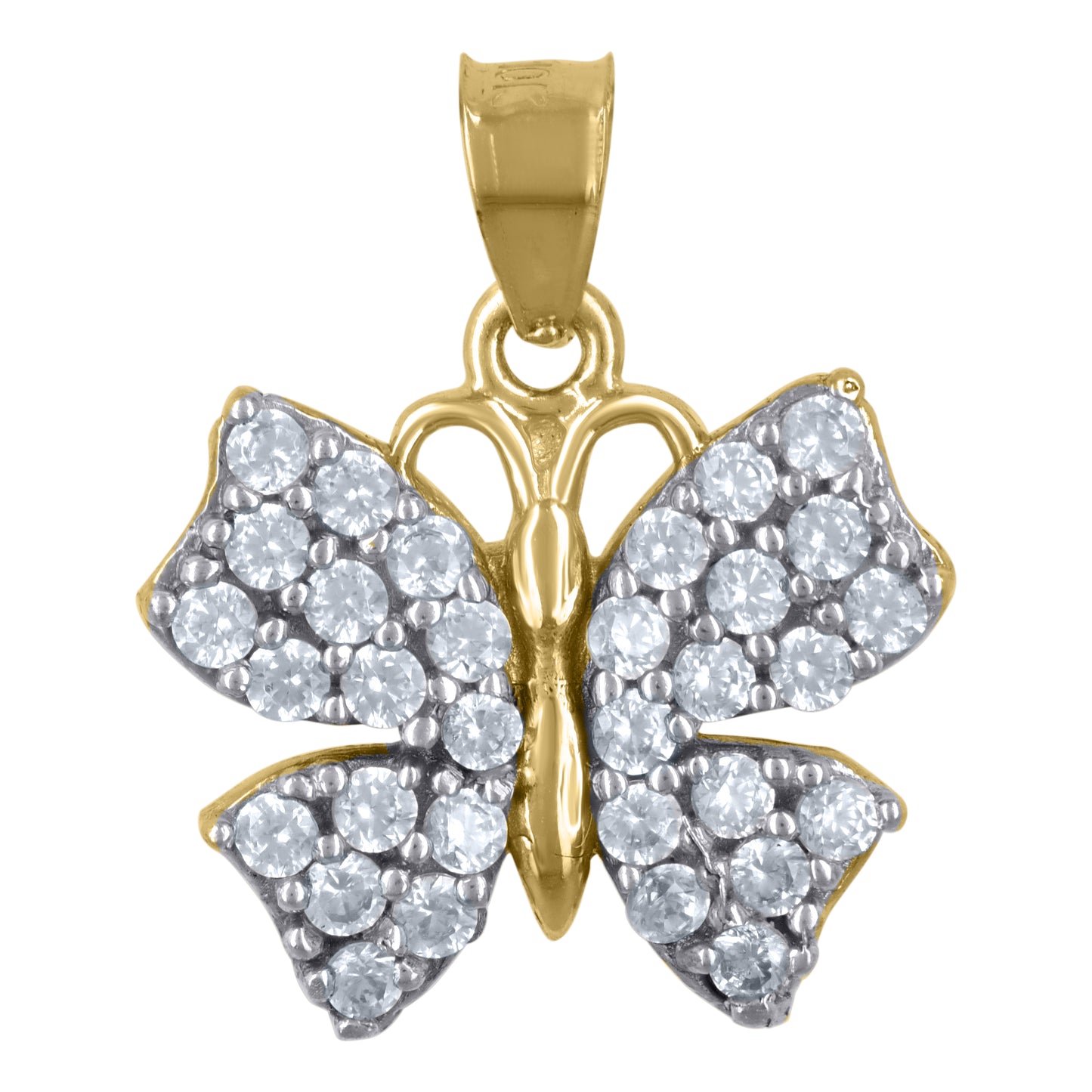 10k Yellow Gold Womens Cubic Zirconia Butterfly Insect Wildlife Charm Pendant