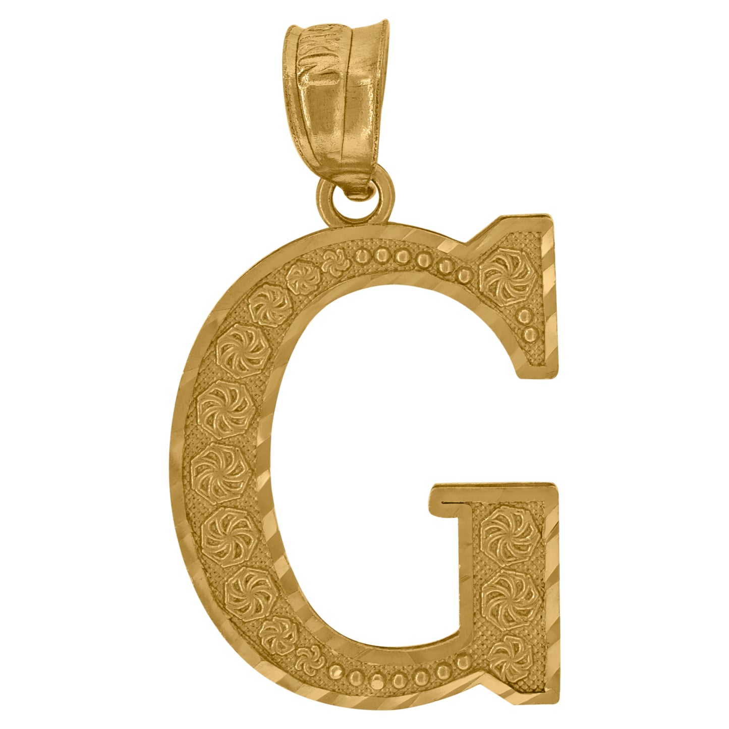10k Yellow Gold Unisex Diamond Cut Initial Letter G Charm Pendant