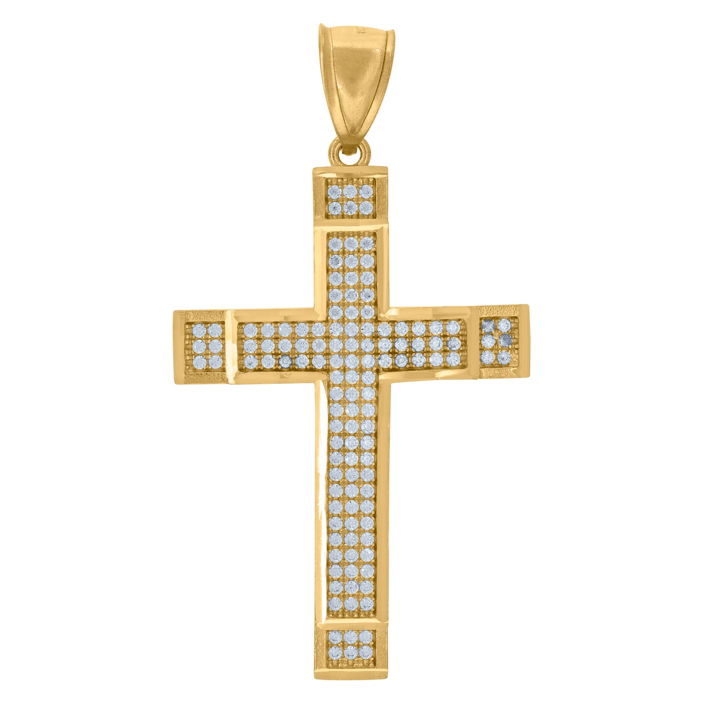 10k Yellow Gold Unisex Cubic Zirconia Cross Polished Finish Religious Charm Pendant