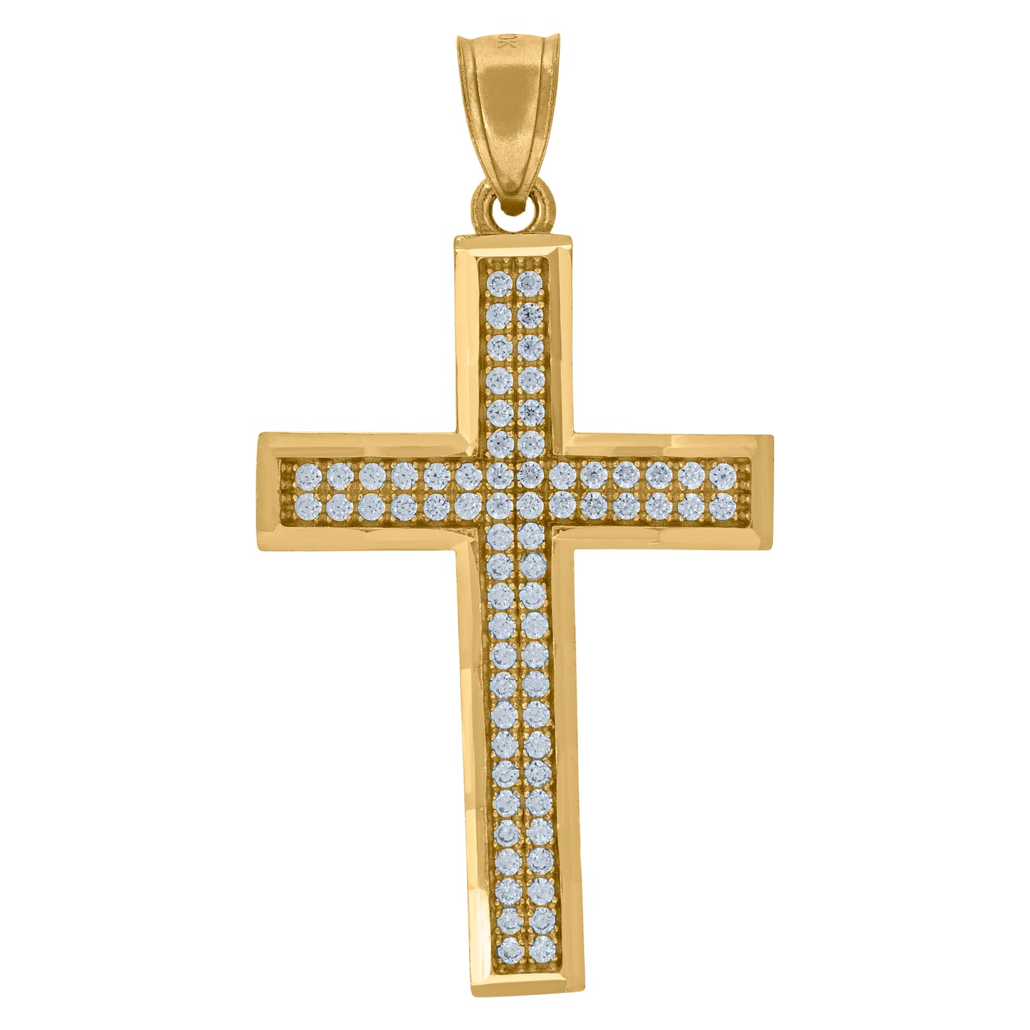 10k Yellow Gold Unisex Cubic Zirconia Latin Cross Religious Charm Pendant