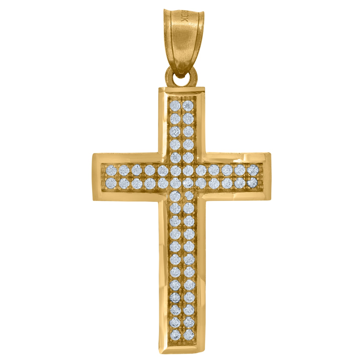 10k Yellow Gold Unisex Cubic Zirconia Latin Cross Religious Charm Pendant