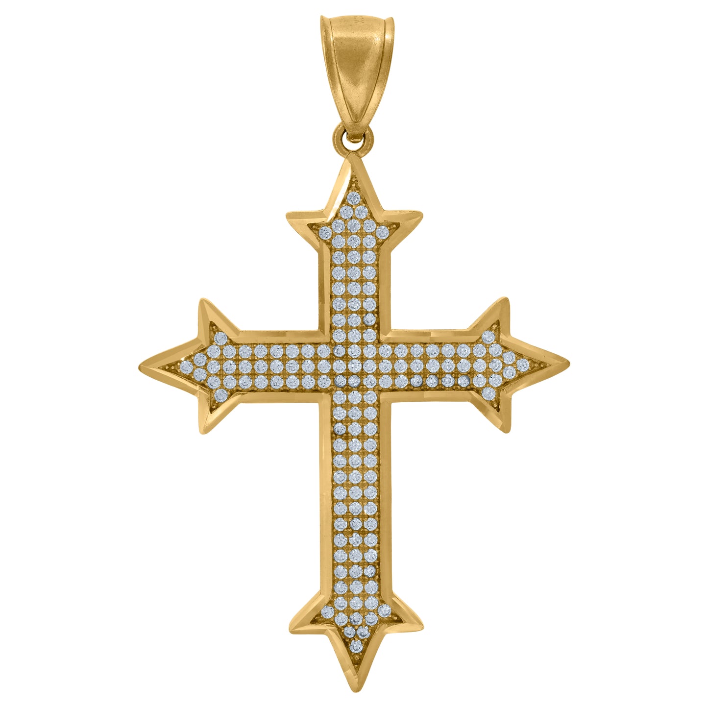 10k Yellow Gold Unisex Cubic Zirconia Cross Religious Charm Pendant
