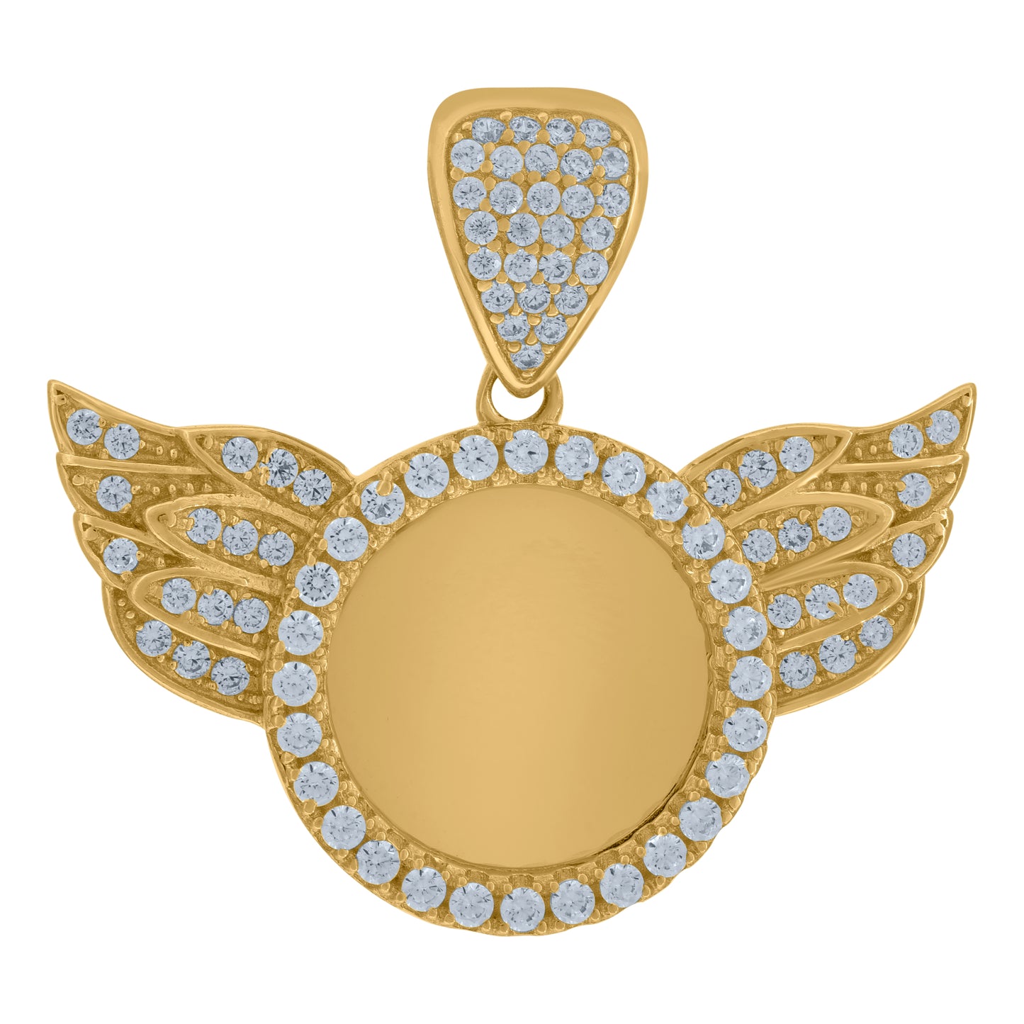 10k Two Tone Gold Cubic Zirconia Wings Fashion Charm Pendant