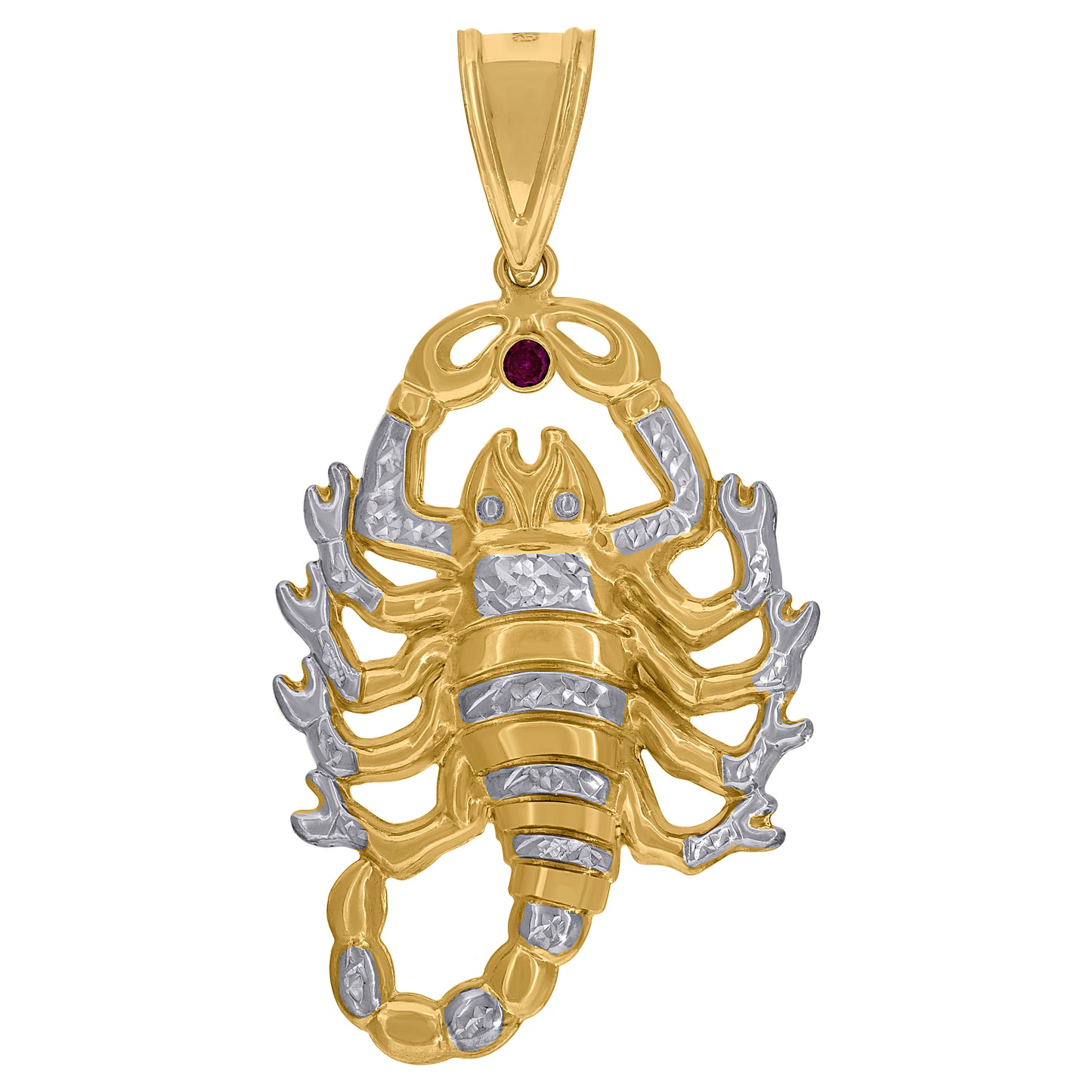 10k Two Tone Gold Men Cubic Zirconia Zodiac Sign Scorpion Pendant