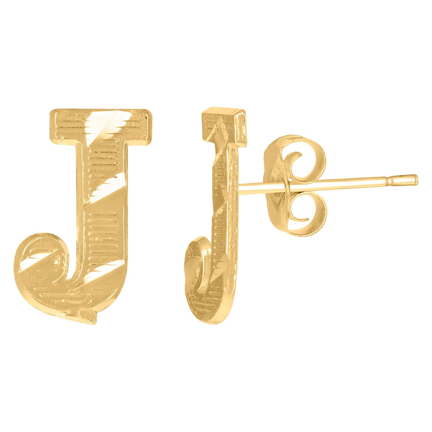 10k Yellow Gold Mens Initials Letter J Stud Earrings