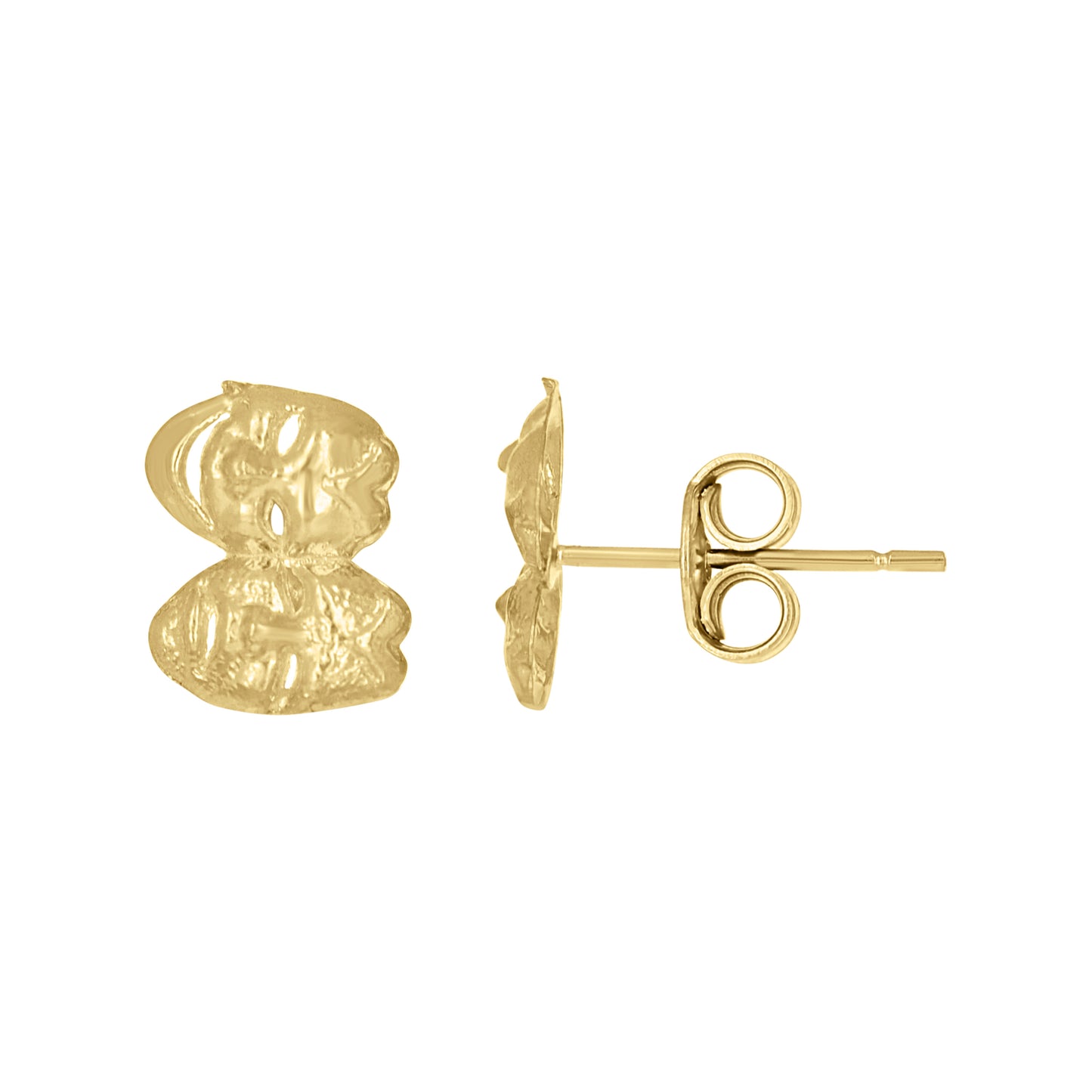 10k Yellow Gold Mens Comedy Tragedy Mask Theater Stud Earrings