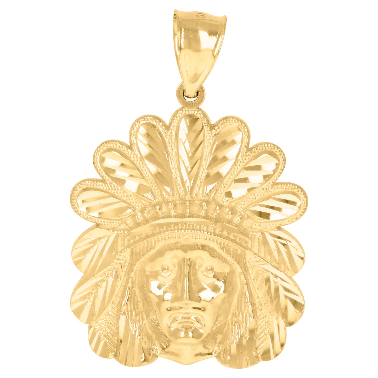 10k Yellow Gold Mens Native Indian Fashion Charm Pendant