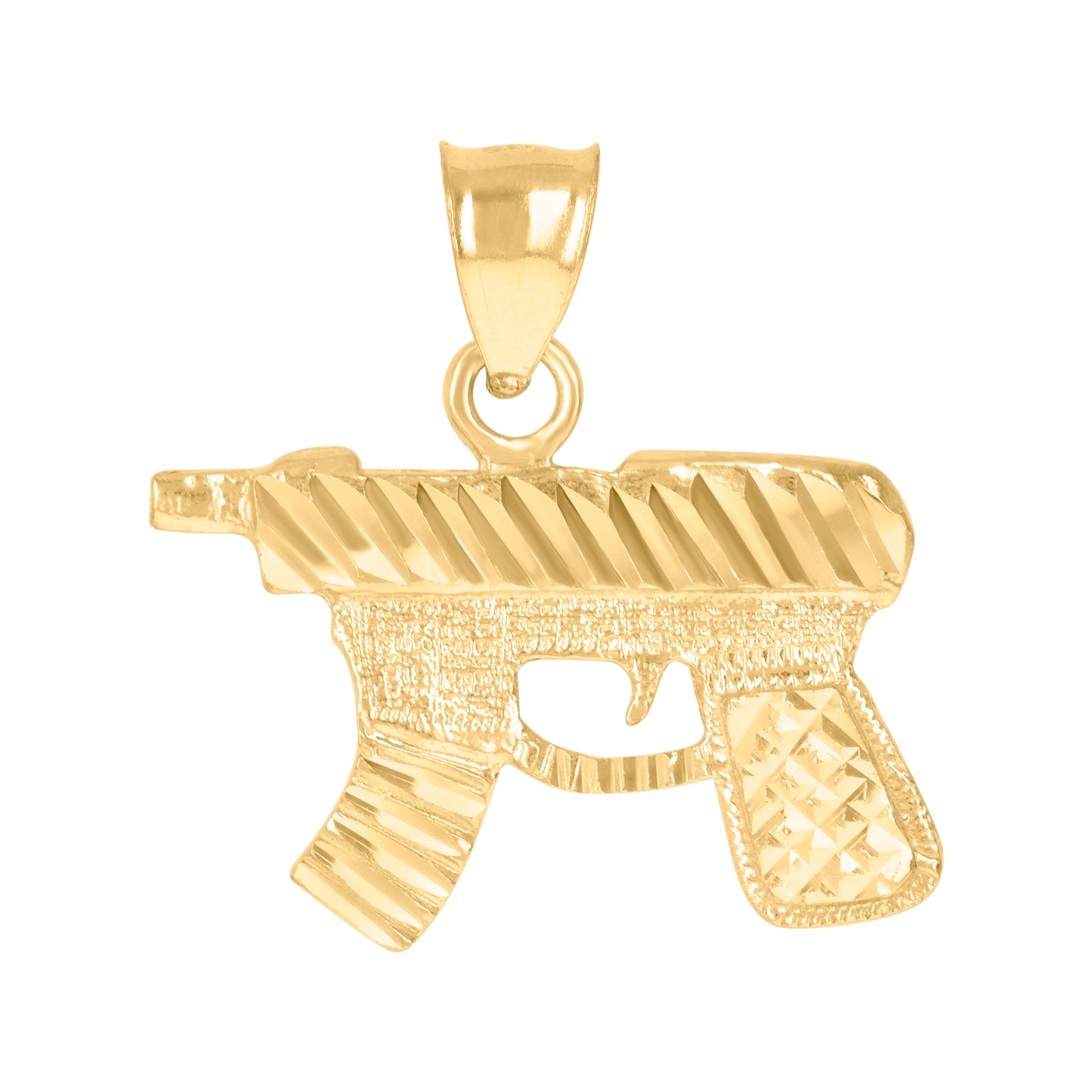 10k Yellow Gold Mens Gun Charm Pendant