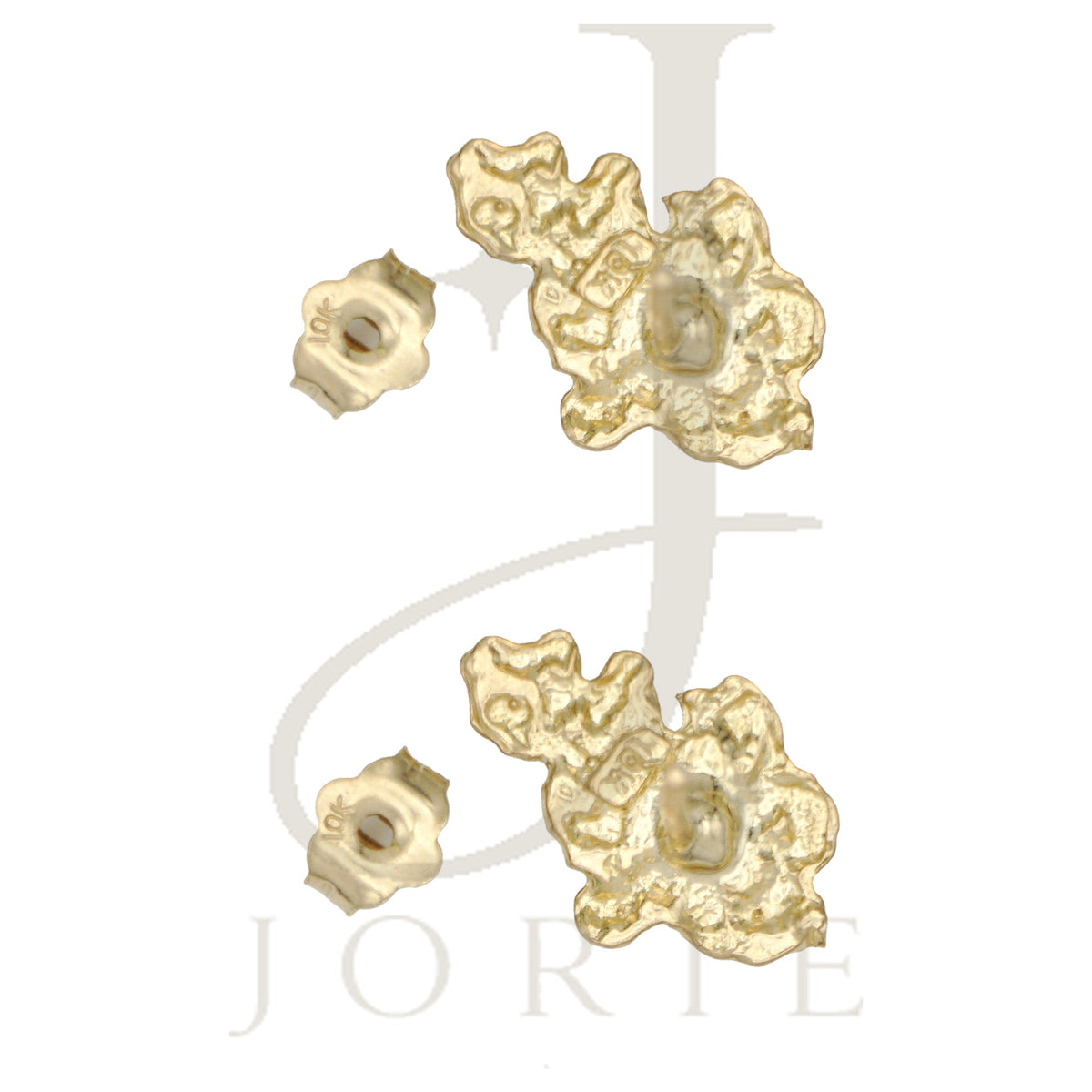 10k Yellow Gold Mens Nugget Stud Earrings