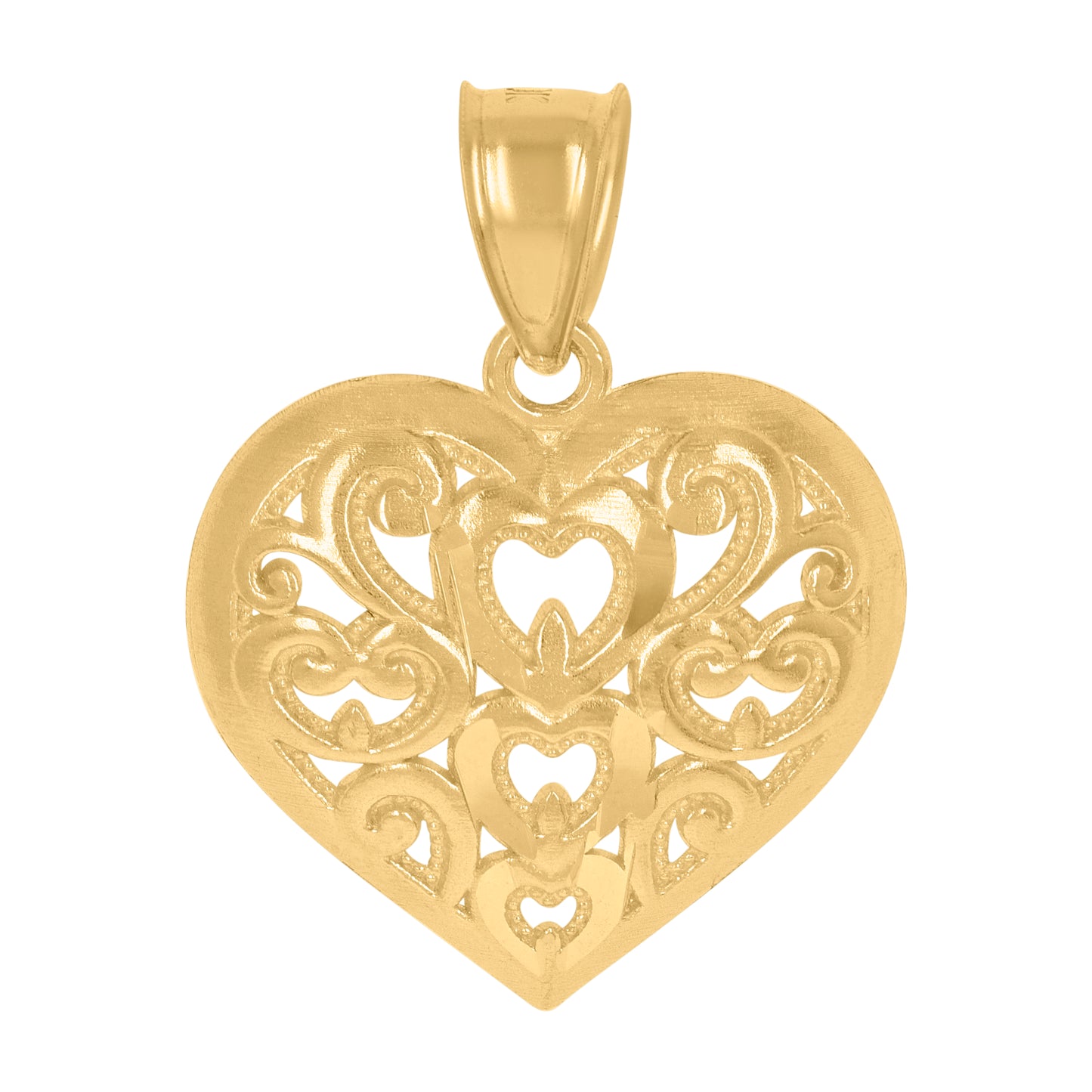 10k Yellow Gold Womens Scroll Heart Charm Pendant