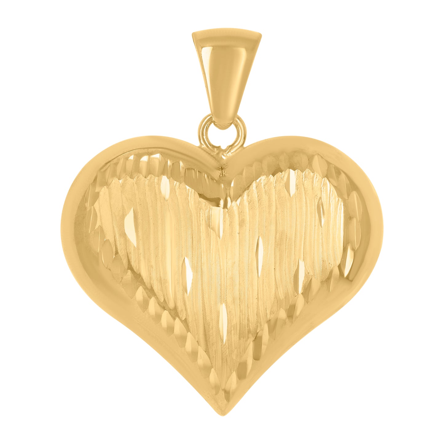 10k Yellow Gold Womens Diamond Cut Love Heart Charm Pendant