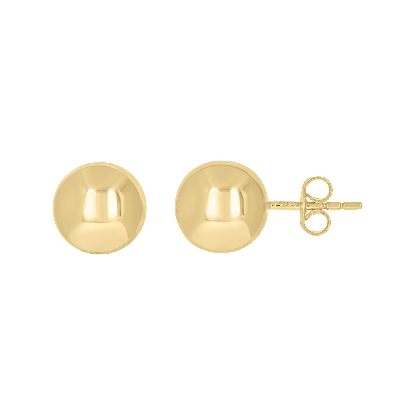 10k Yellow Gold Womens Ball Stud Earrings 10mm