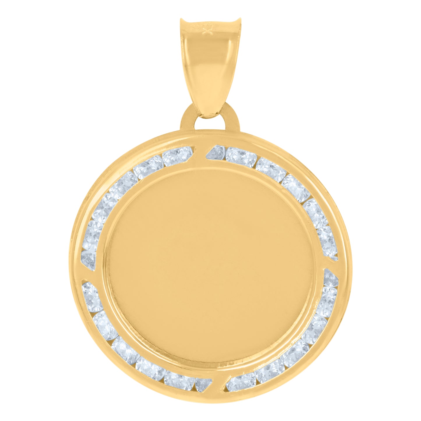 10k Yellow Gold Unisex Cubic Zirconia Photo Frame Charm Pendant