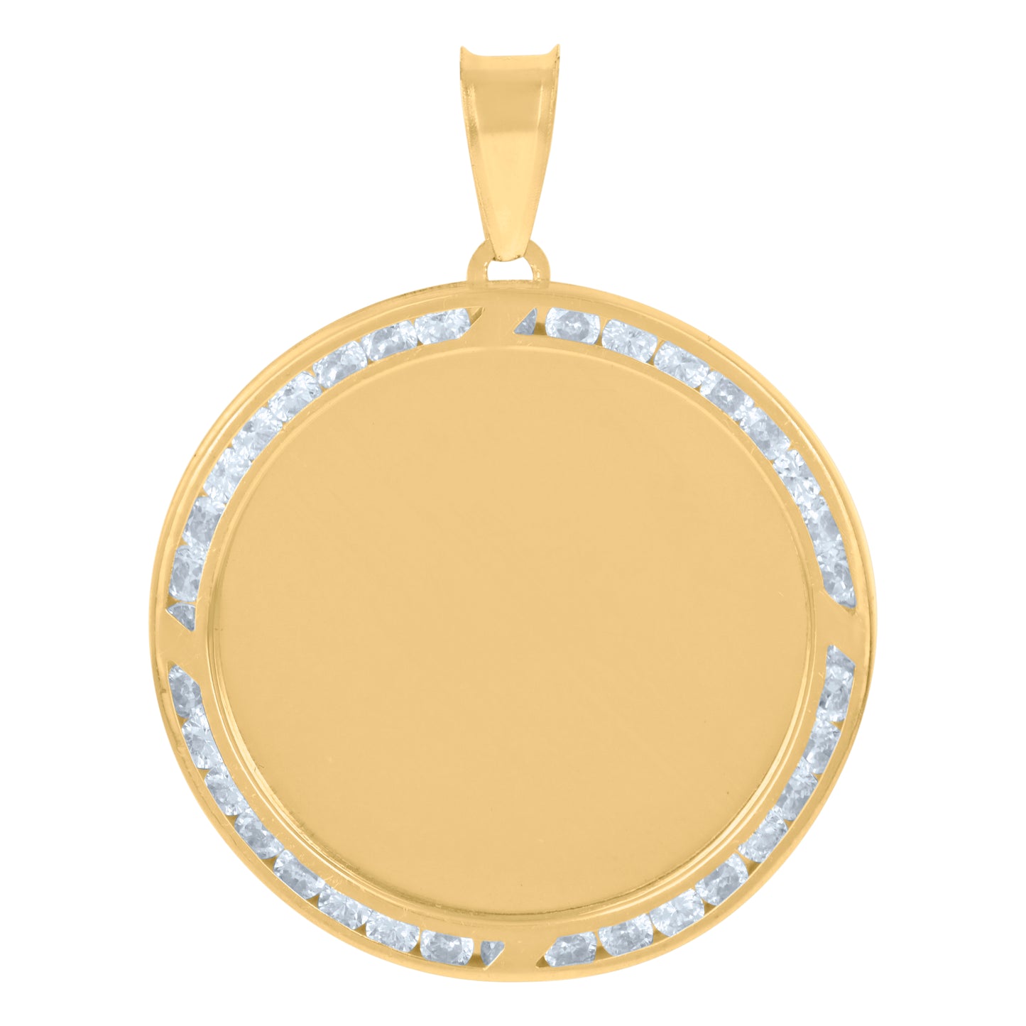 10k Yellow Gold Mens Cubic Zirconia Photo Frame Charm Pendant