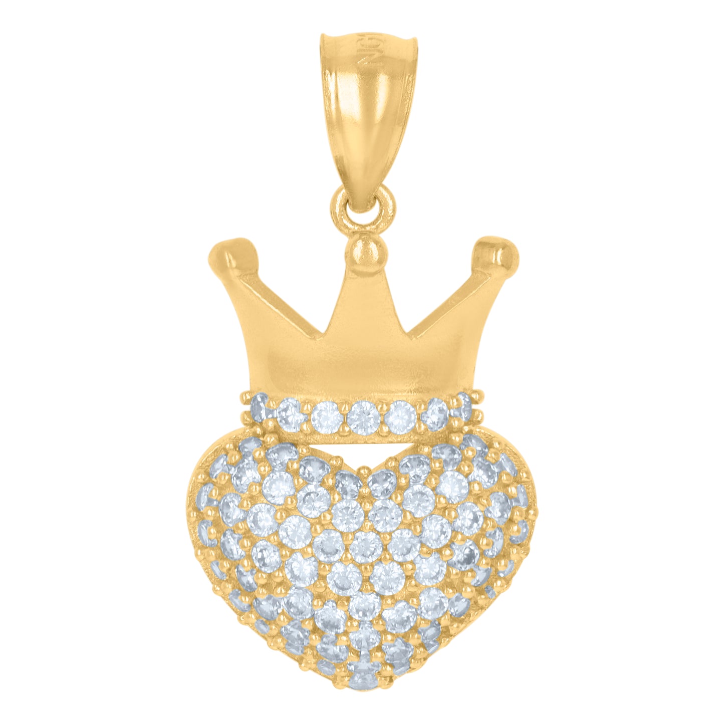 10k Yellow Gold Womens Cubic Zirconia Heart Charm Pendant