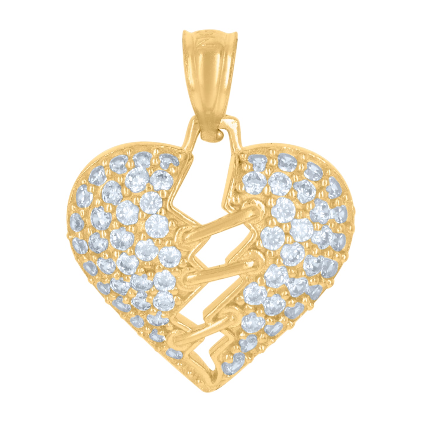 10k Yellow Gold Womens Cubic Zirconia Heart Charm Pendant
