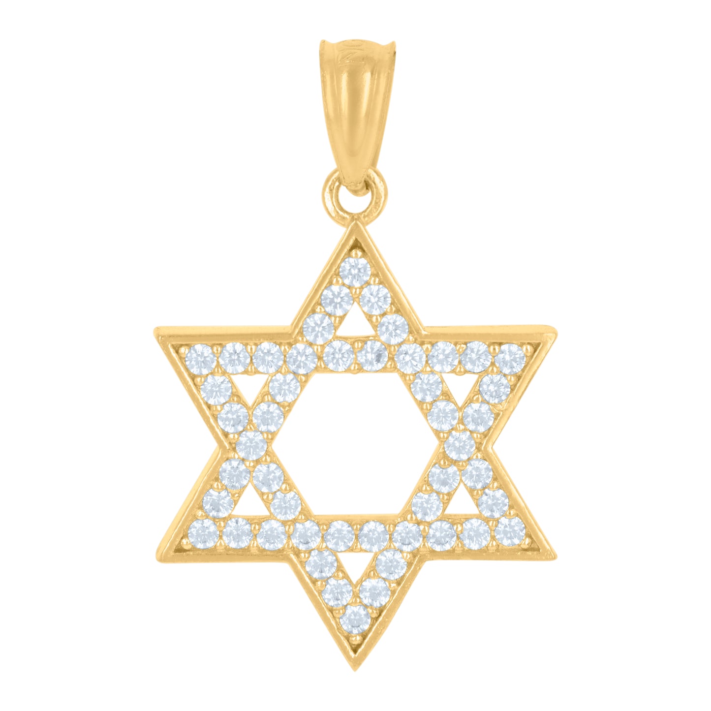 10kt Yellow Gold Unisex Cubic-Zirconia Star Of David Symbol Religious Charm Pendant
