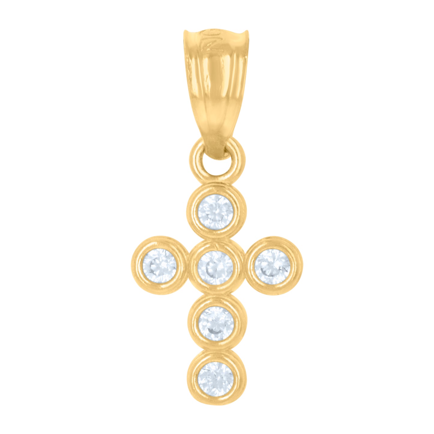 10kt Yellow Gold Womens Cubic-Zirconia Cross Religious Charm Pendant