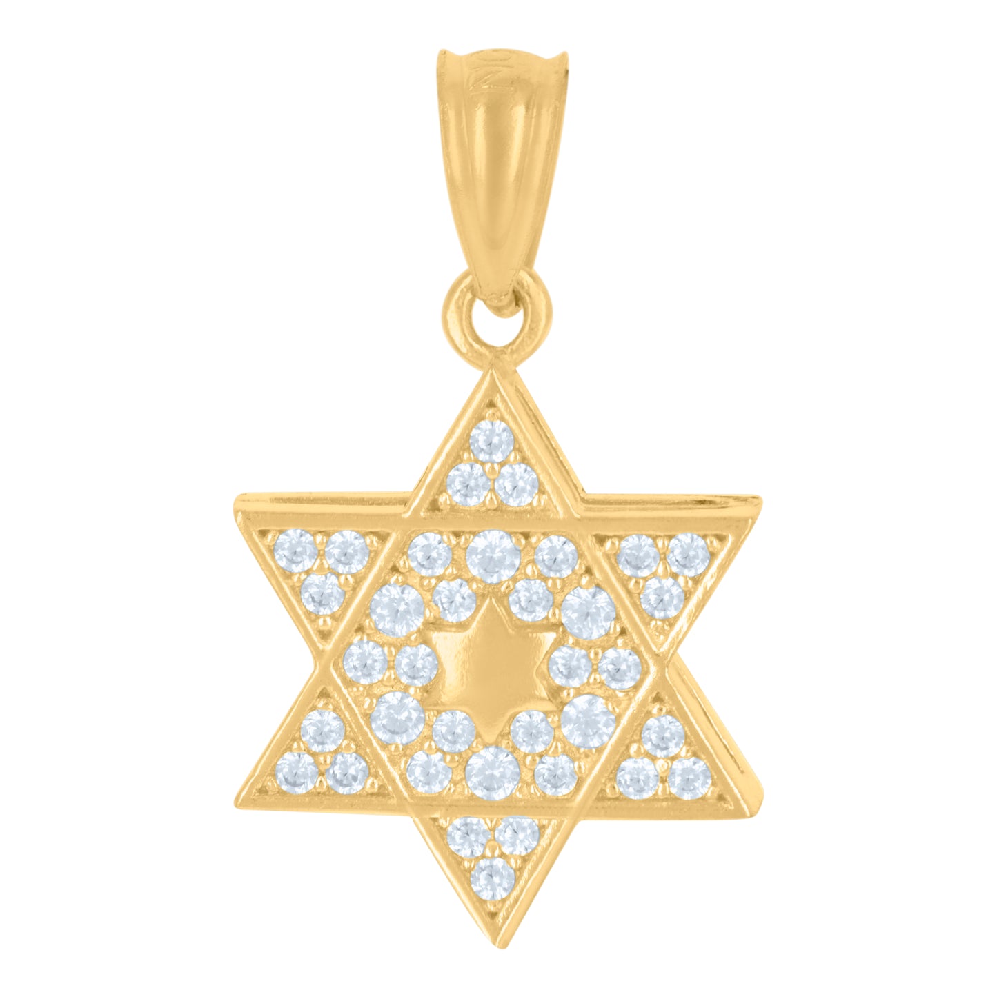 10kt Yellow Gold Unisex Cubic-Zirconia Star Of David Symbol Religious Charm Pendant