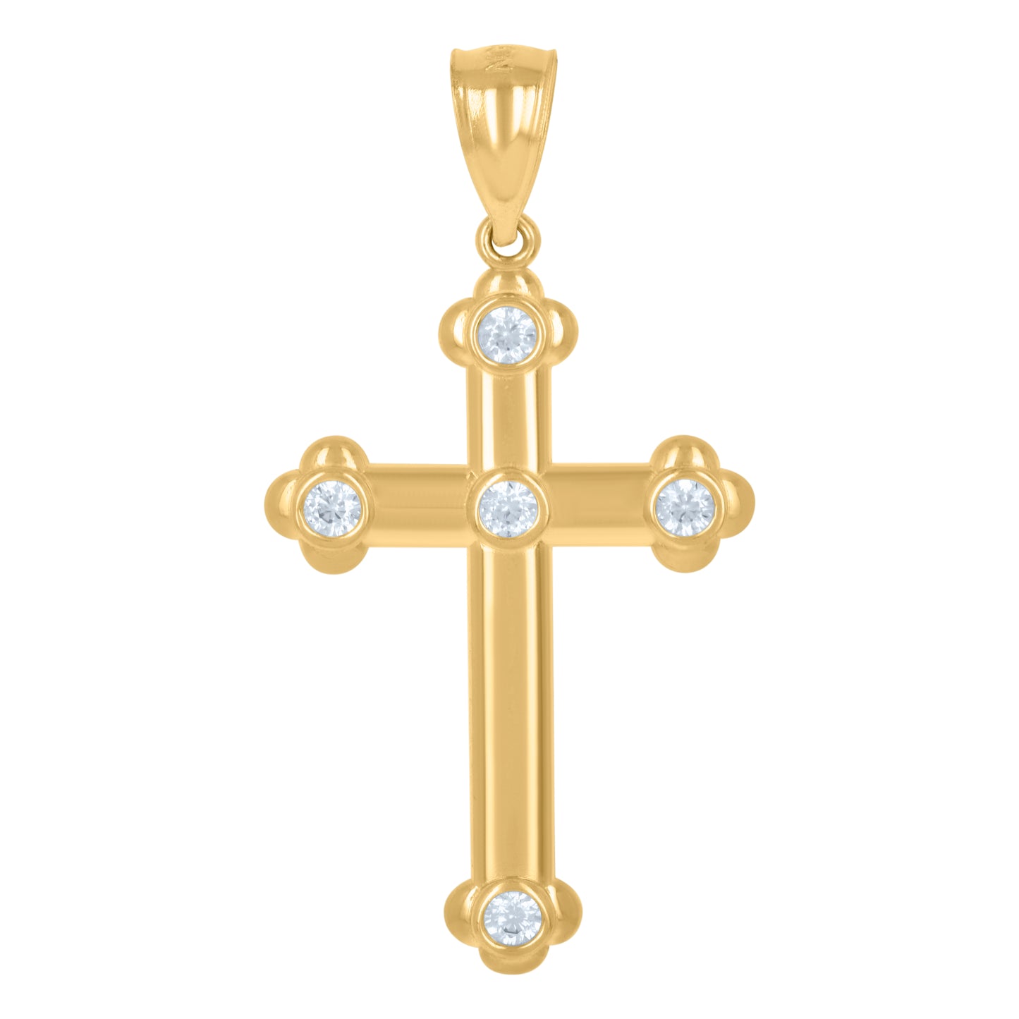 10kt Yellow Gold Unisex Cubic-Zirconia Cross Religious Charm Pendant