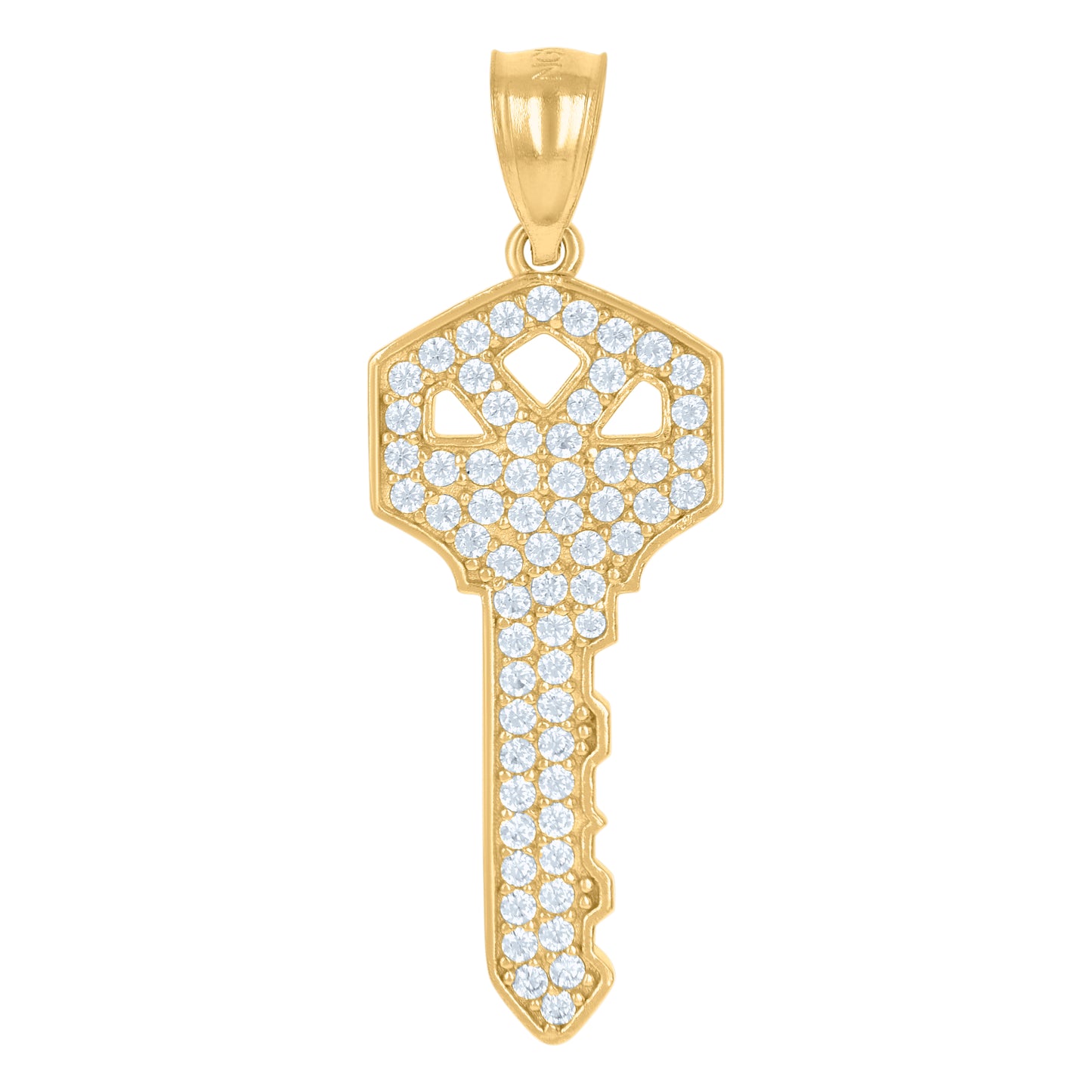 10k Yellow Gold Mens Cubic Zirconia Key Charm Pendant
