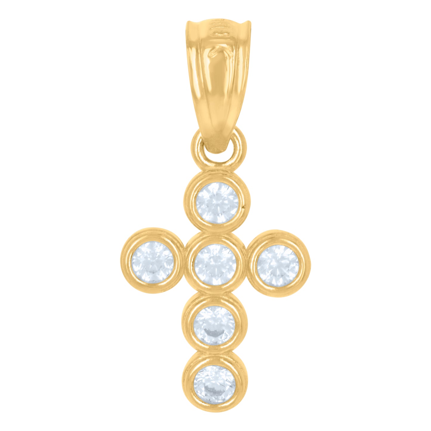 10kt Yellow Gold Womens Cubic-Zirconia Cross Religious Charm Pendant