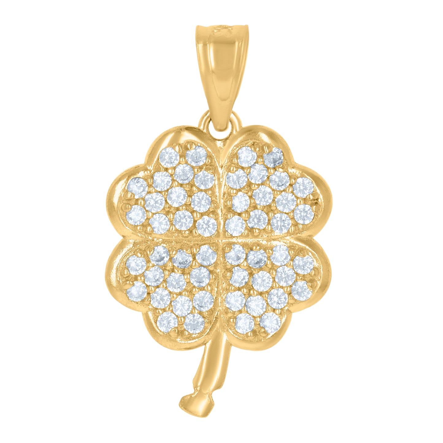 10k Yellow Gold Womens Cubic Zirconia Clover Good Luck Charm Pendant
