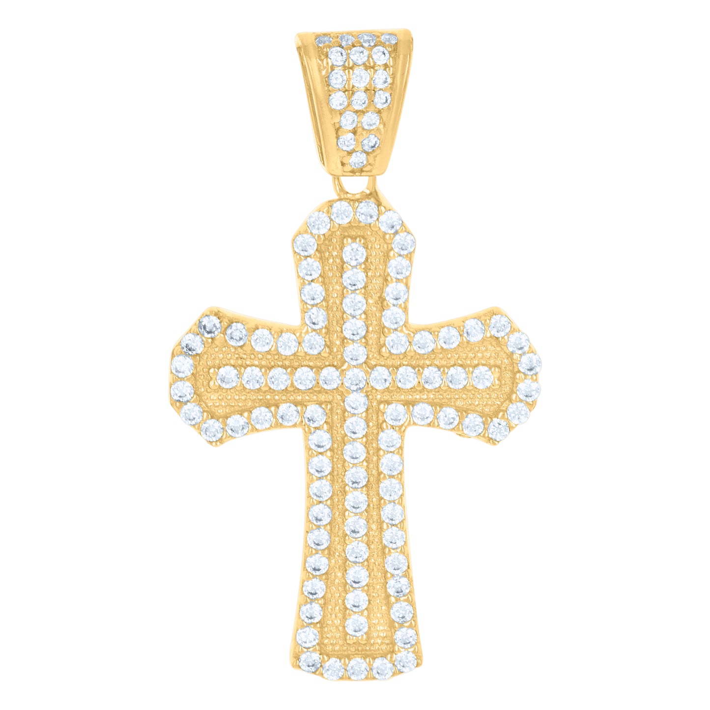 10kt Yellow Gold Mens Cubic-Zirconia Cross Religious Charm Pendant