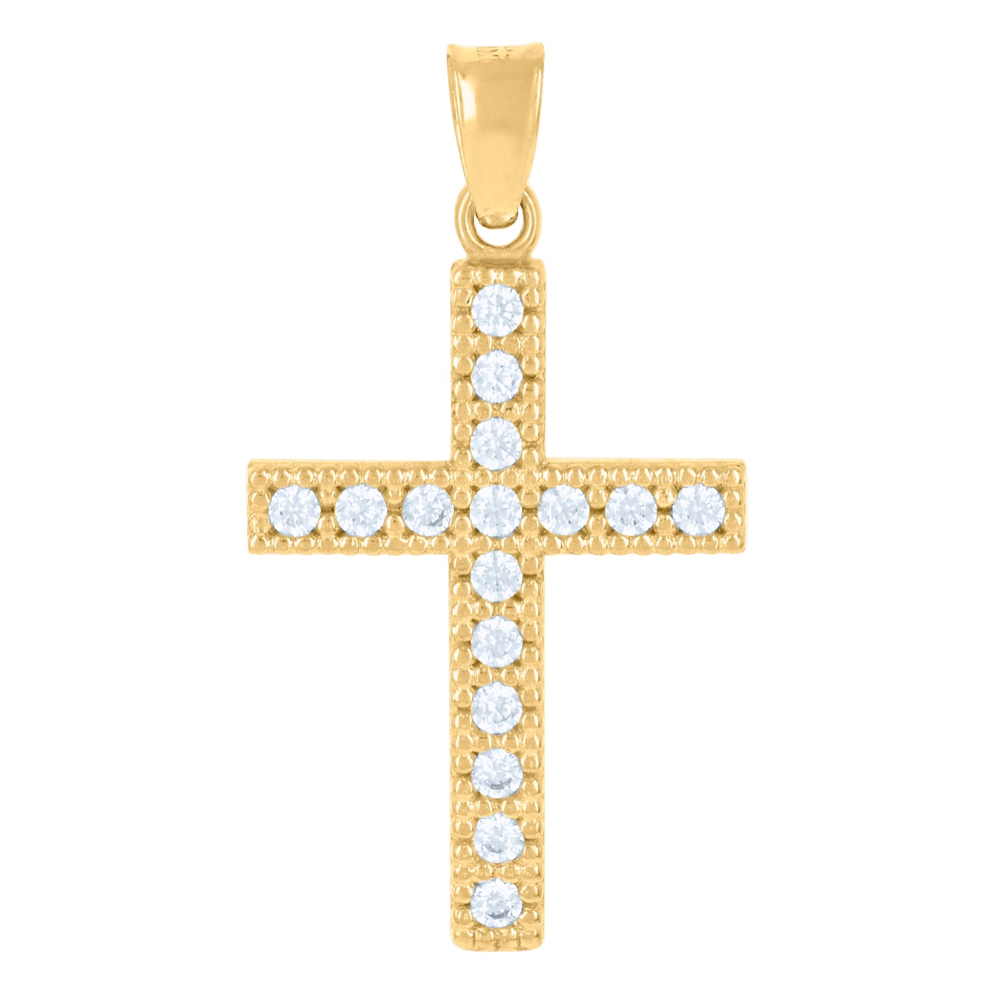 10kt Yellow Gold Unisex Cubic-Zirconia Cross Religious Charm Pendant