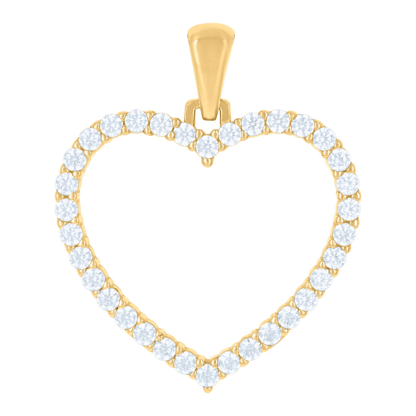 10k Yellow Gold Womens Cubic Zirconia Heart Charm Pendant