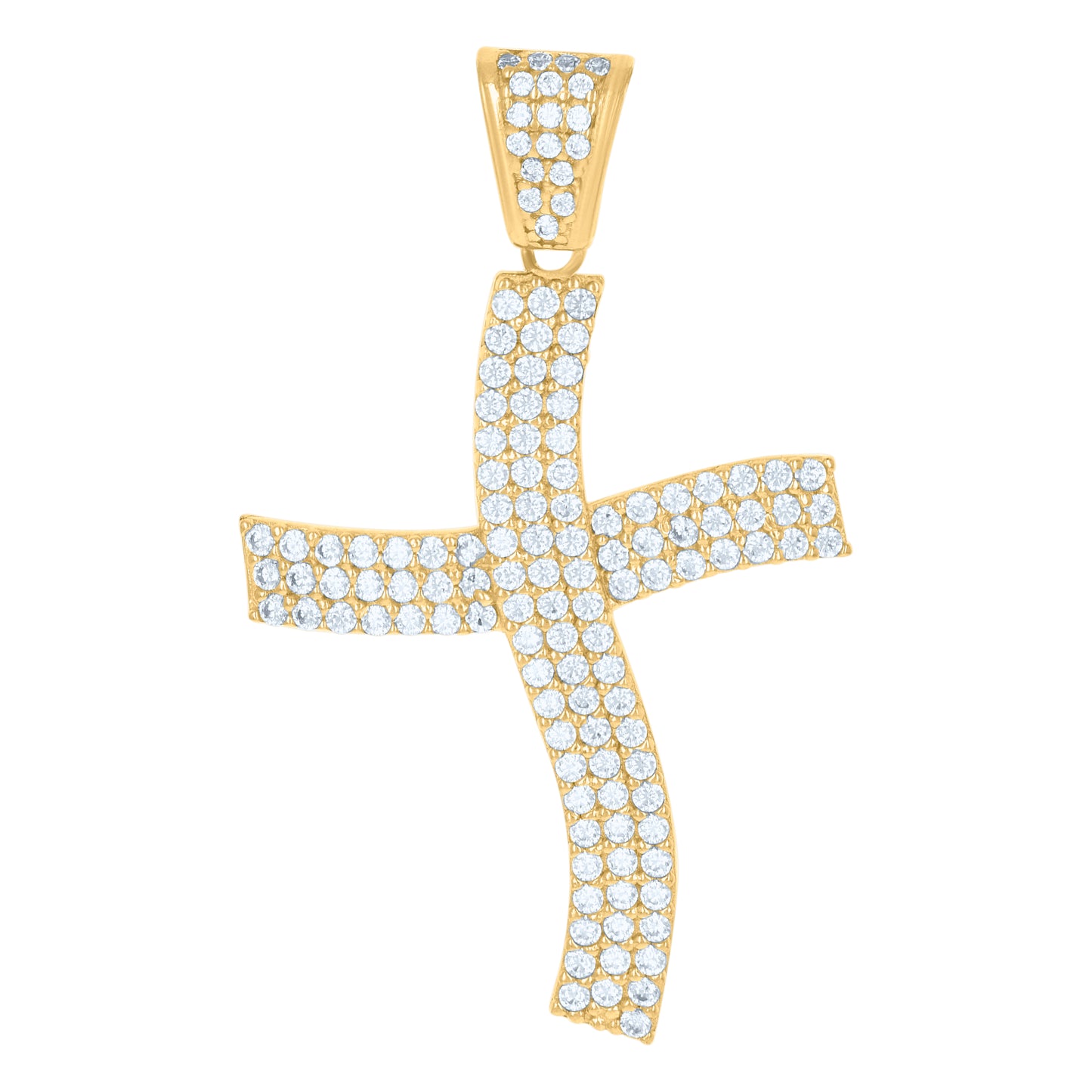 10k Yellow Gold Unisex Cubic Zirconia Cross Religious Charm Pendant