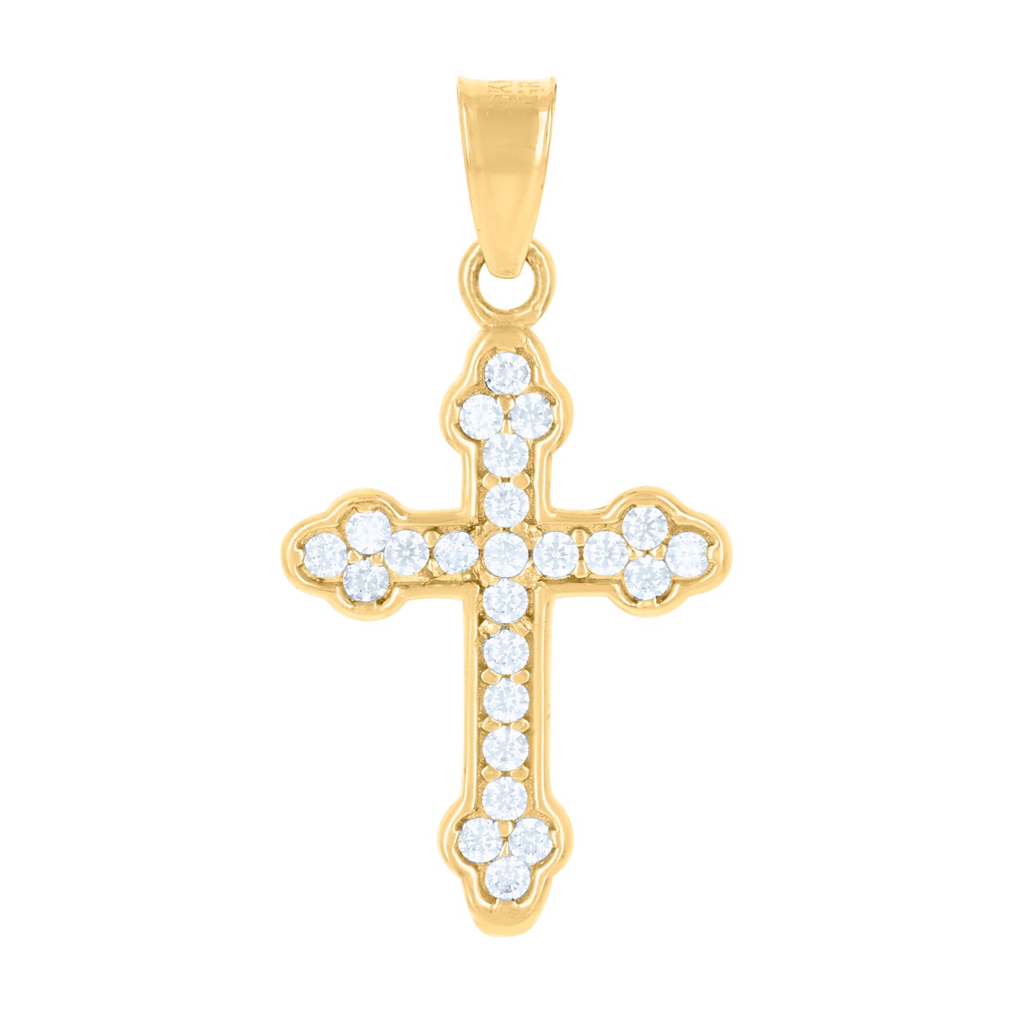 10kt Yellow Gold Womens Cubic-Zirconia Cross Religious Charm Pendant
