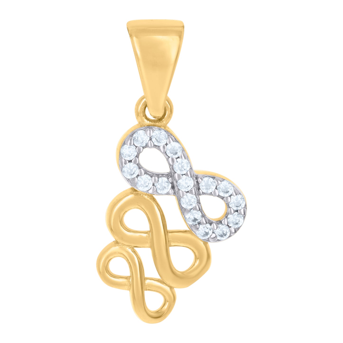 10k Two tone Gold Womens Cubic Zirconia Love Symbol Infinity Charm Pendant