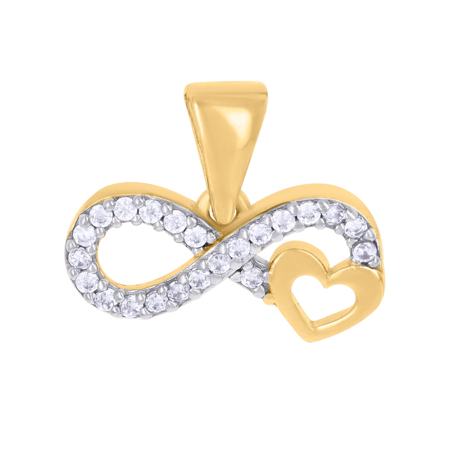 10k Two tone Gold Womens Cubic Zirconia Love Symbol Infinity Heart Charm Pendant