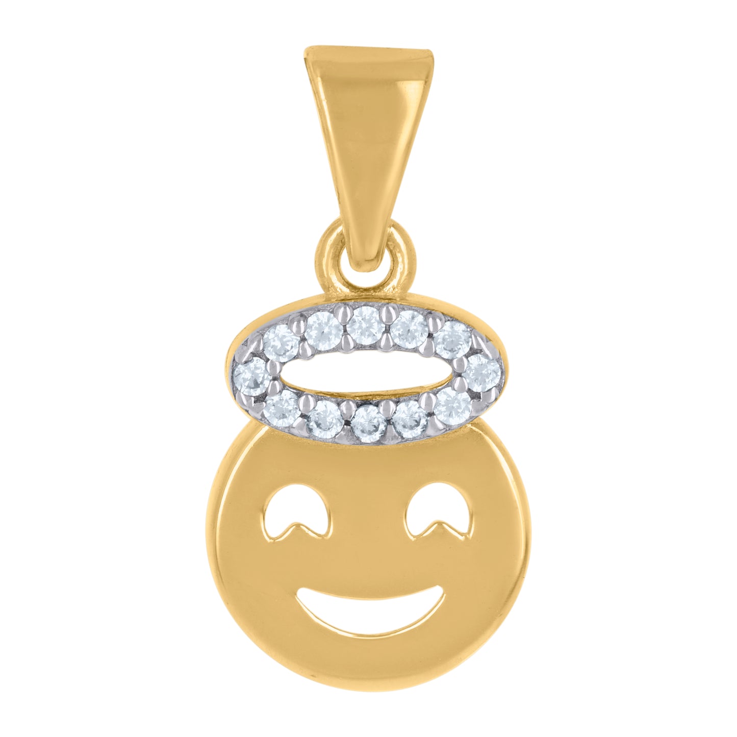 10k Two Tone Gold Womens Cubic Zirconia Angel Symbol Pendant