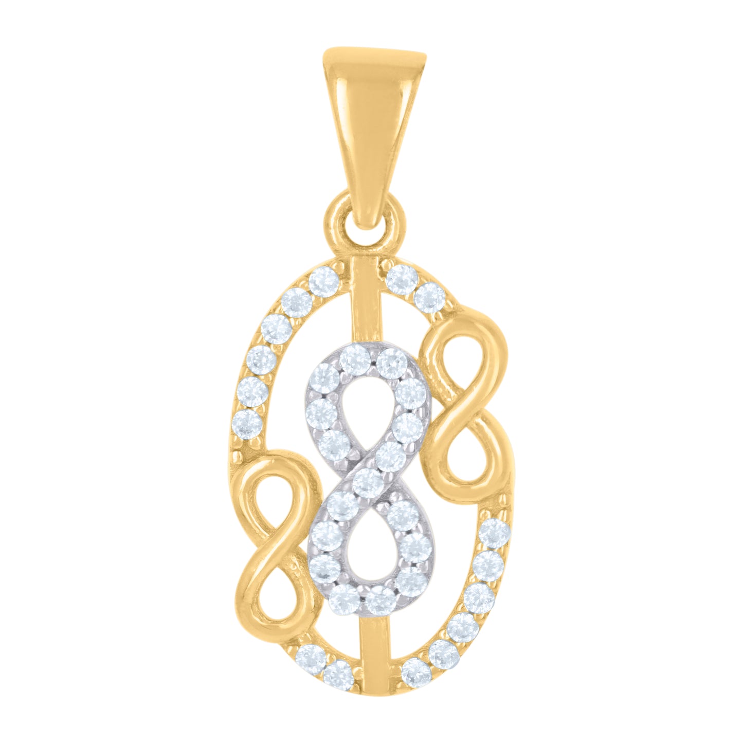 10k Two tone Gold Womens Cubic Zirconia Love Symbol Infinity Charm Pendant
