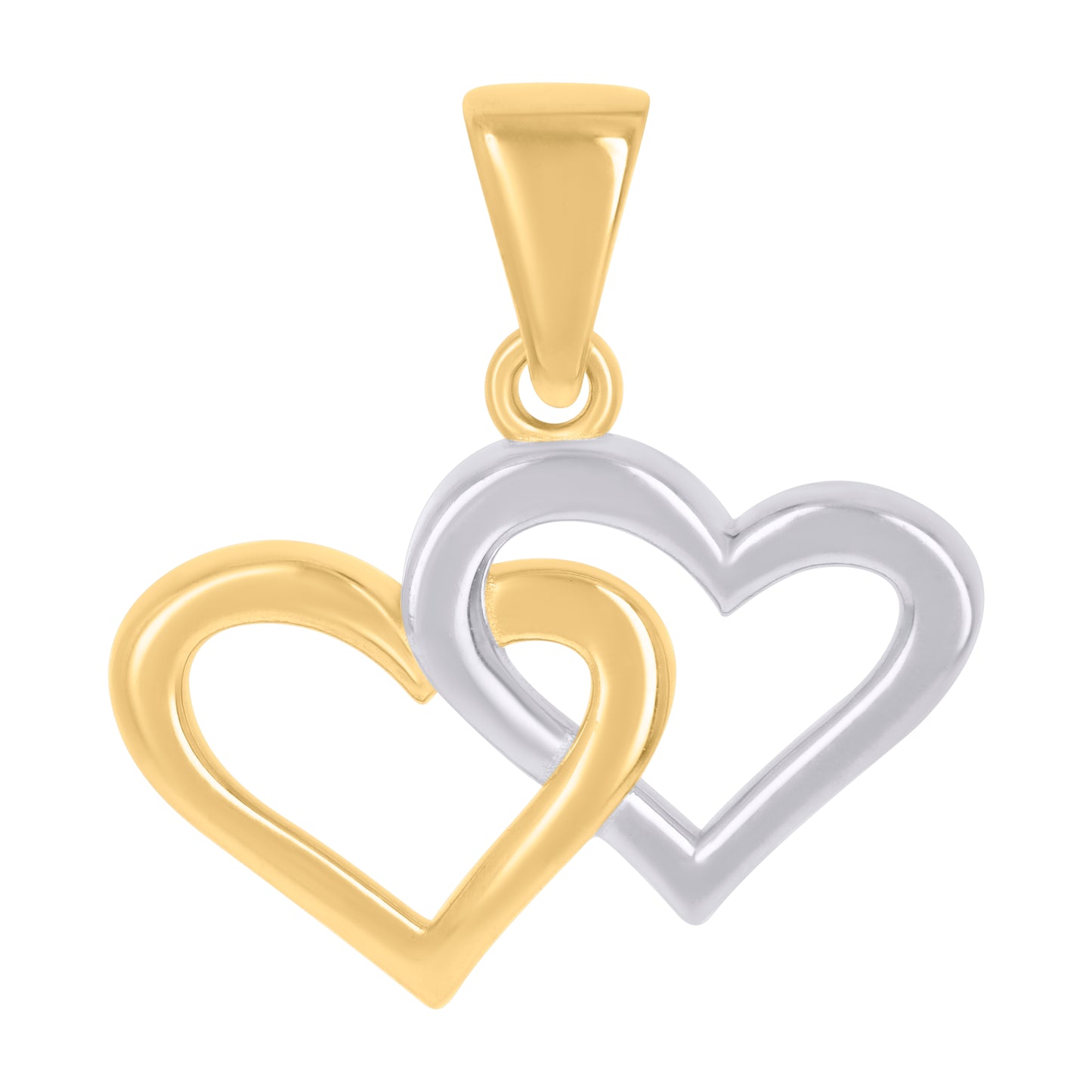 10k Two tone Gold Womens Double Heart Charm Pendant