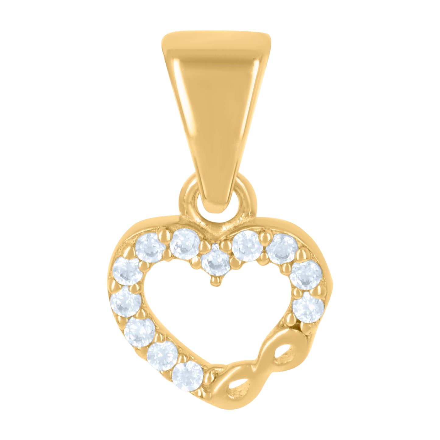 10k Yellow Gold Womens Cubic Zirconia Infinity Heart Charm Pendant