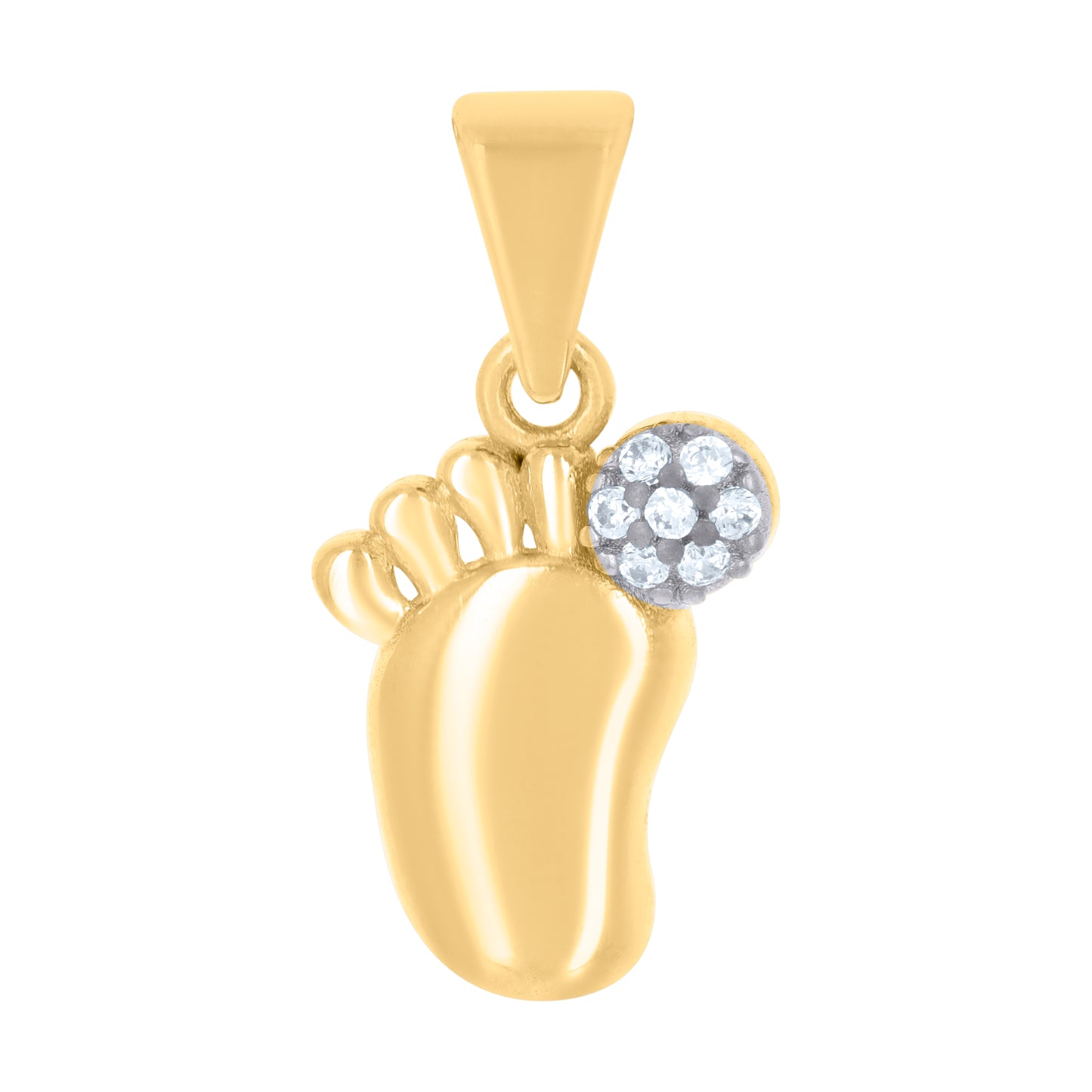 10k Two tone Gold Womens Cubic Zirconia Baby Feet Fashion Charm Pendant