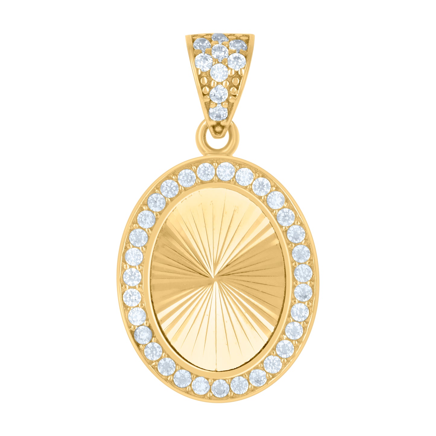10k Yellow Gold Womens Cubic Zirconia Oval Medallion Picture Frame Fashion Charm Pendant