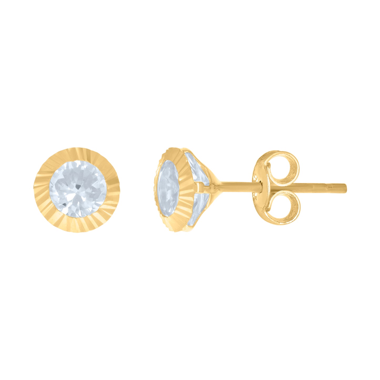 10k Yellow Gold Womens Cubic Zirconia Round Stud Earrings