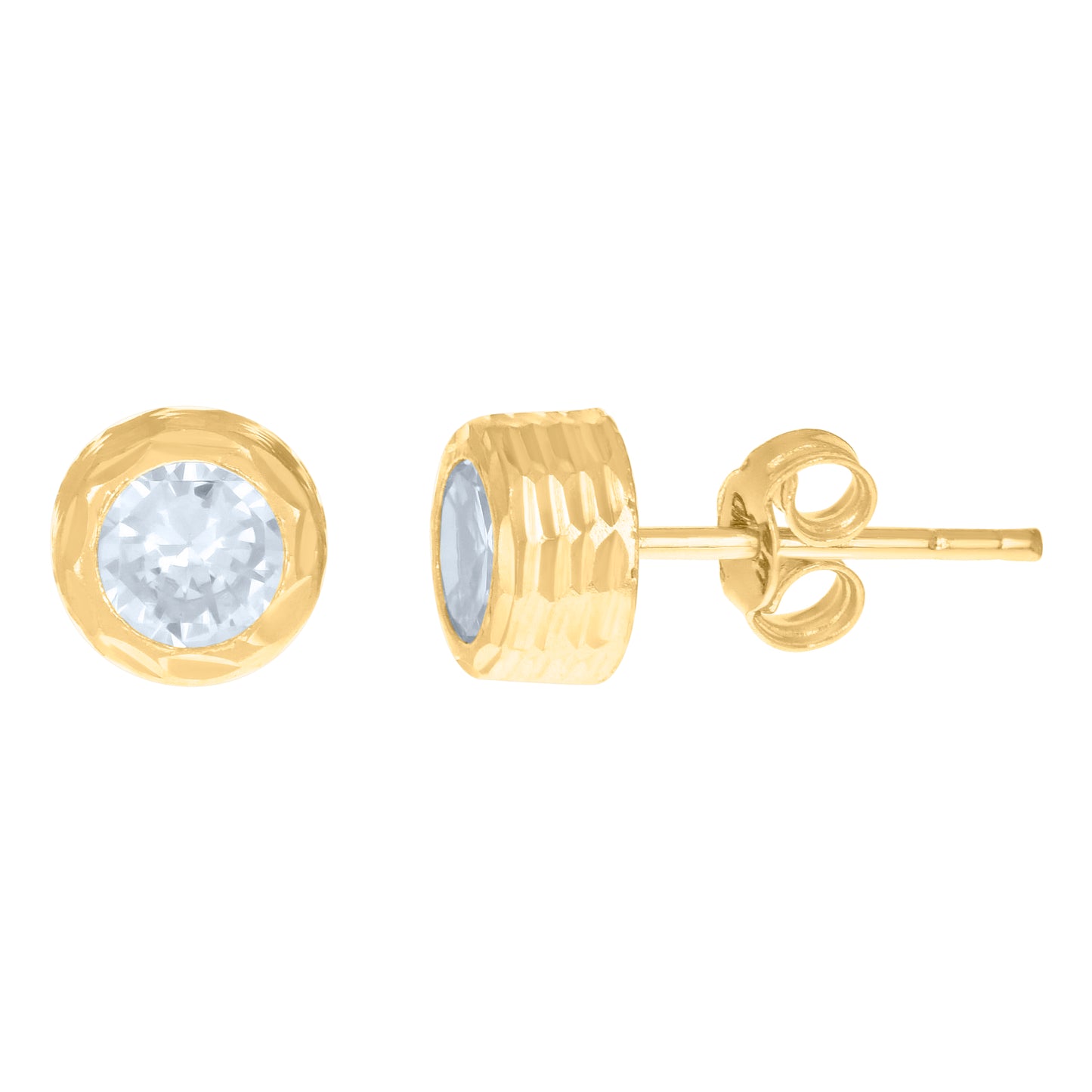 10k Yellow Gold Womens Cubic Zirconia Round Stud Earrings