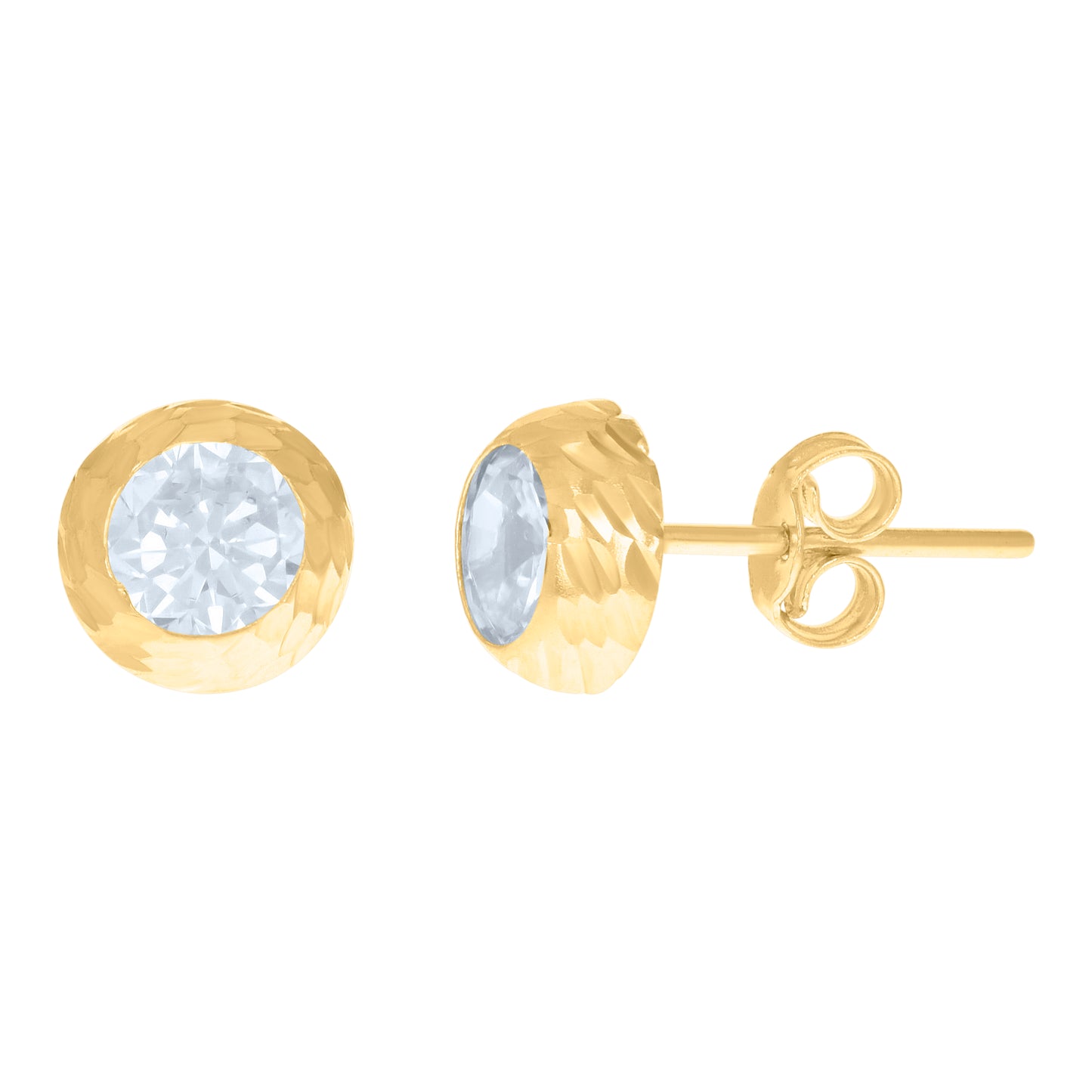 10k Yellow Gold Womens Cubic Zirconia Round Stud Earrings