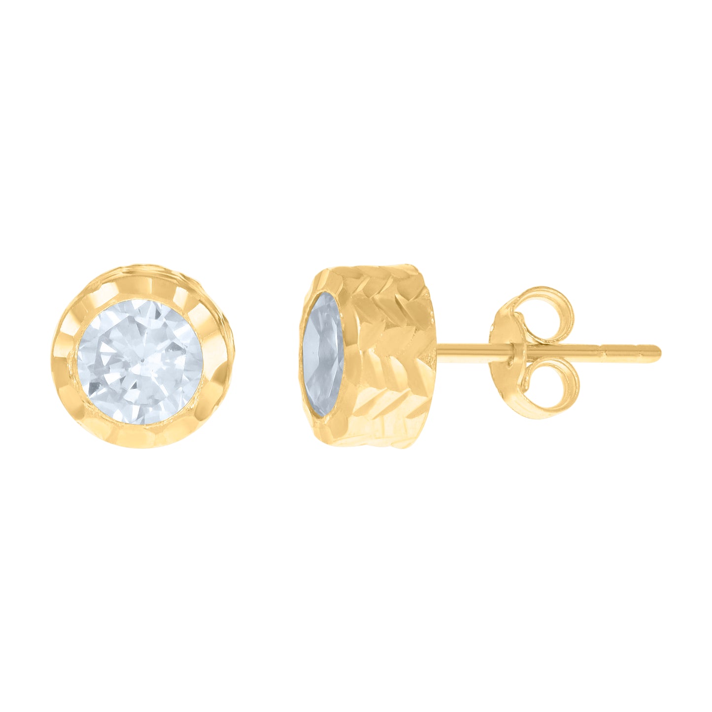 10k Yellow Gold Womens Cubic Zirconia Round Stud Earrings