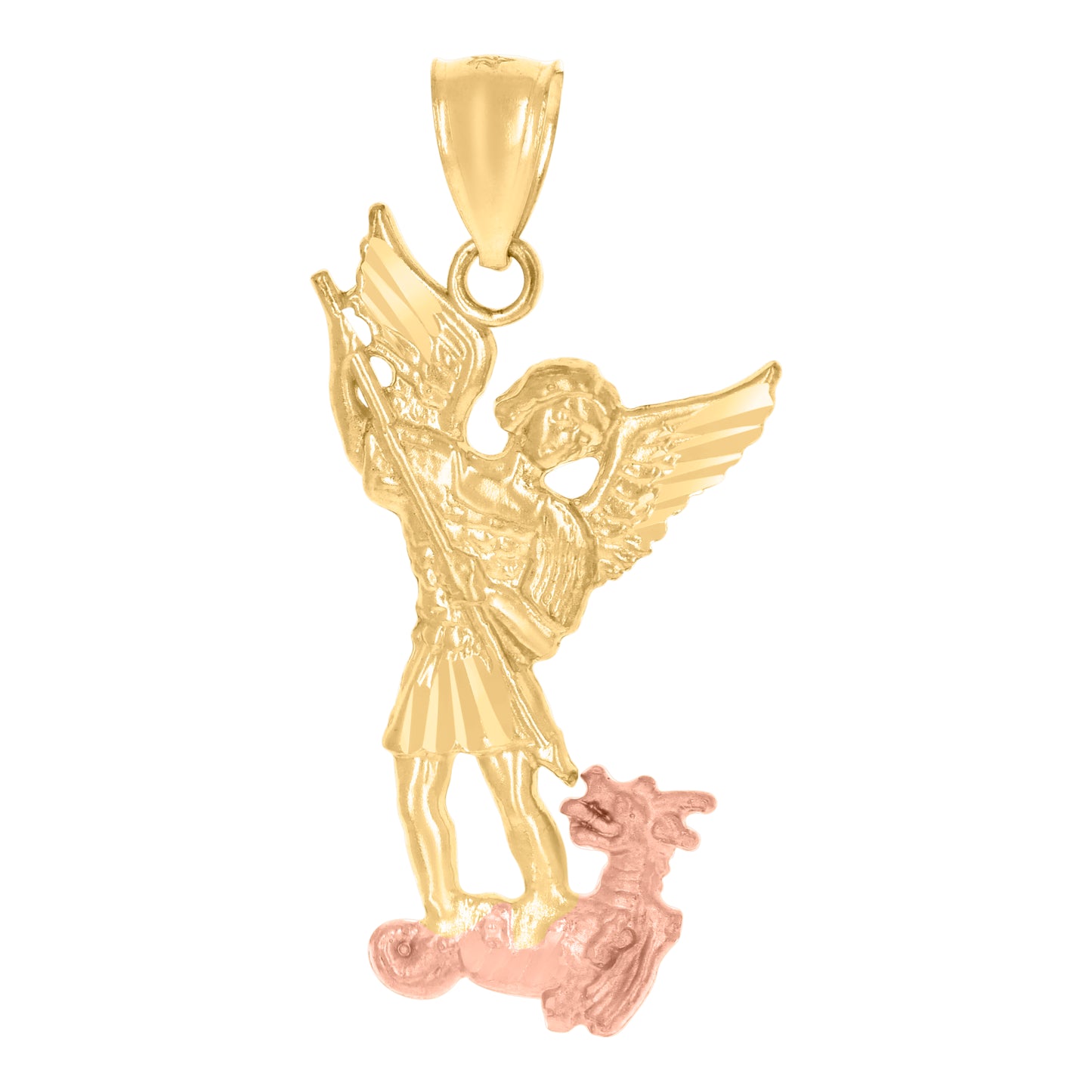 10kt Two-Tone Gold Mens St. Michael Religious Charm Pendant