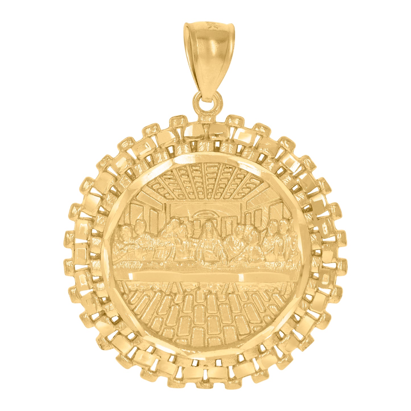10k Yellow Gold Mens Last Supper Religious Charm Pendant