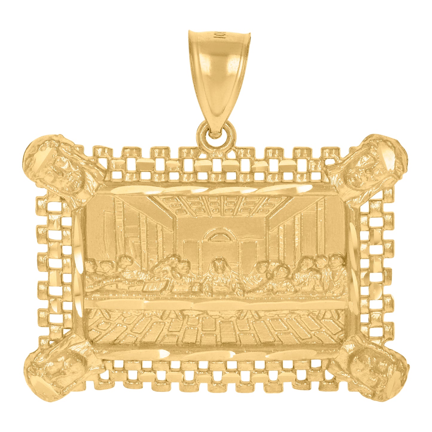 10k Yellow Gold Mens Last Supper Religious Charm Pendant