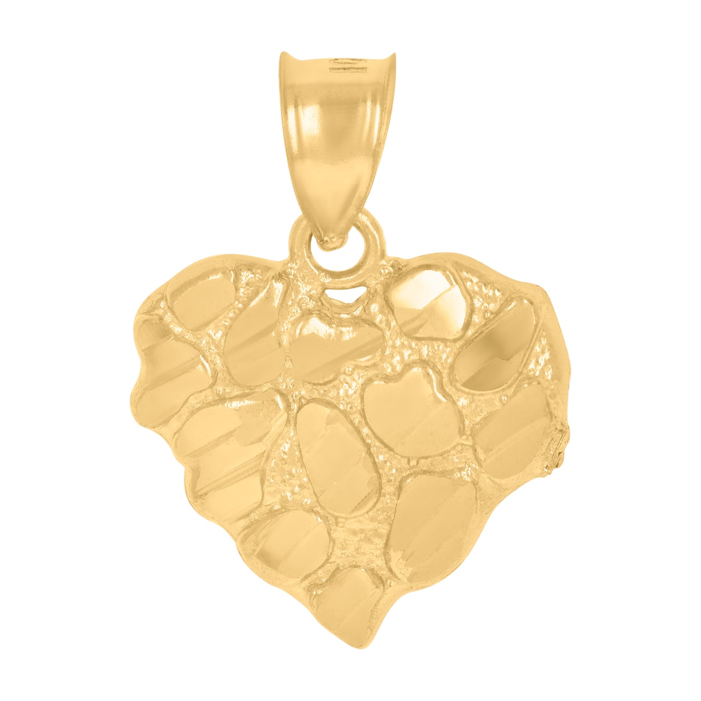 10k Yellow Gold Womens Nugget Heart Charm Pendant