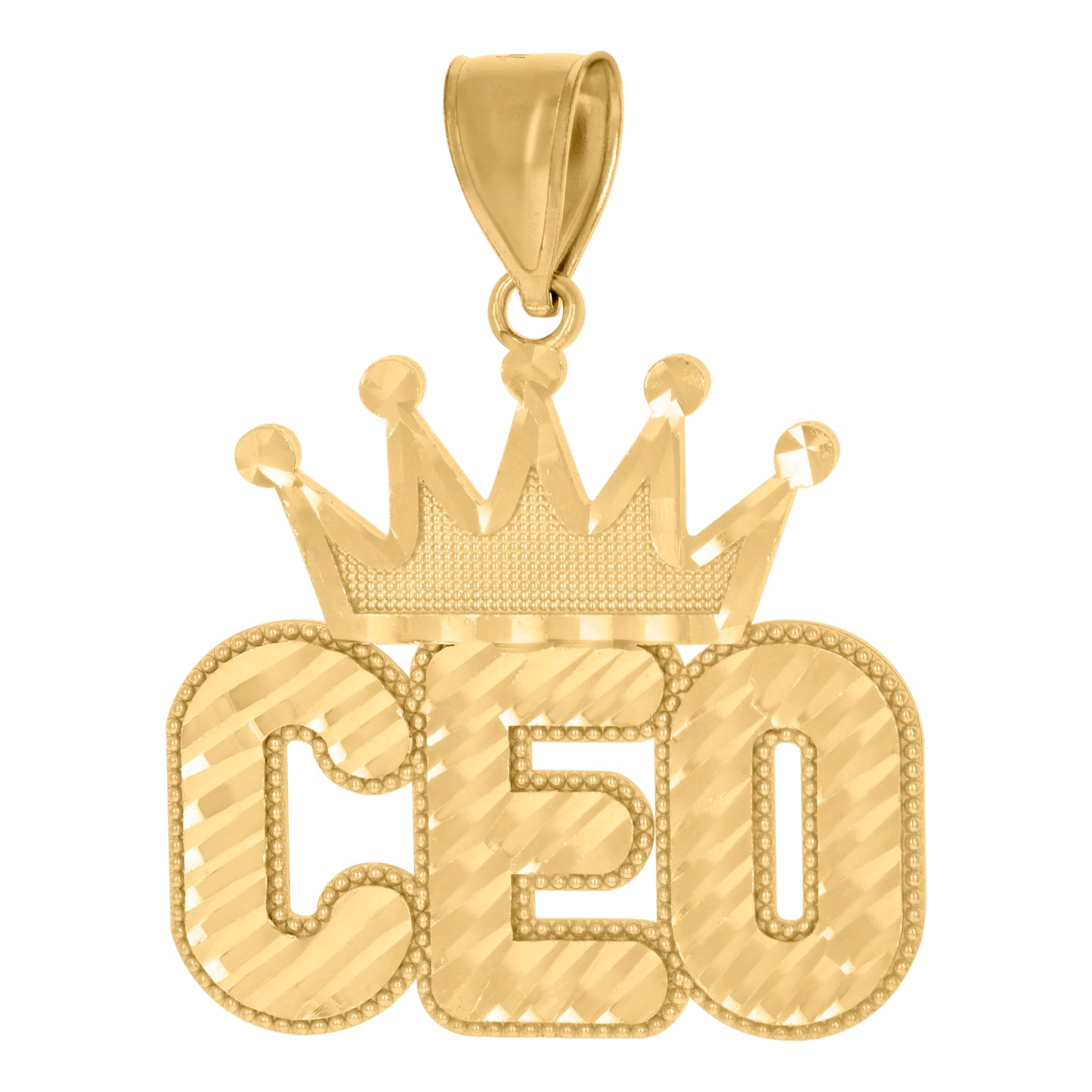 10k Yellow Gold Mens Crown CEO Fashion Charm Pendant